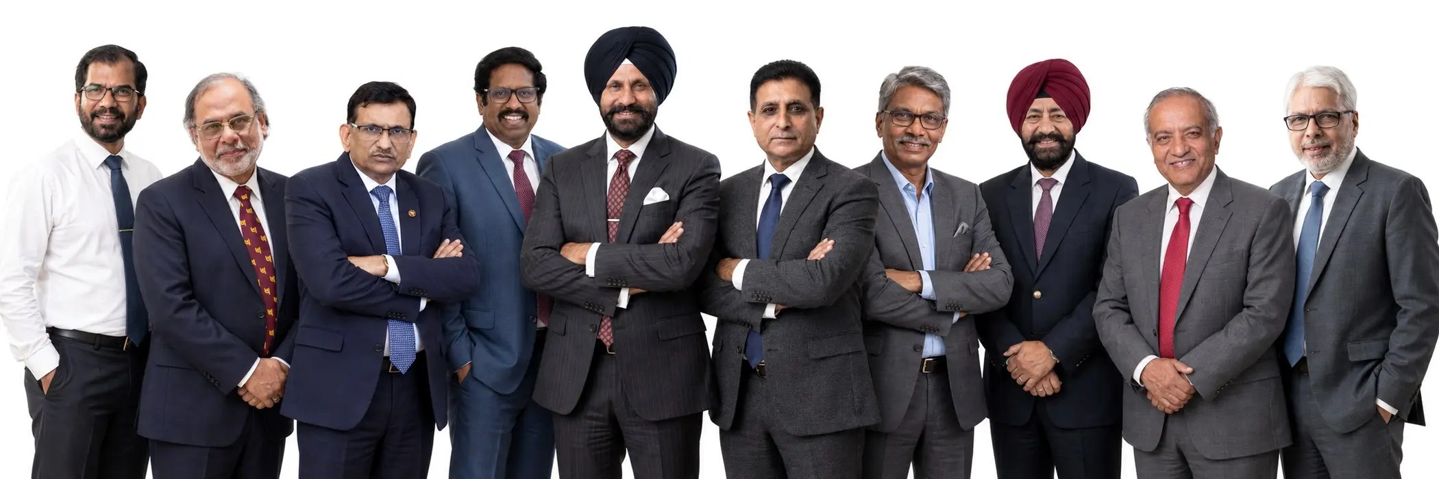 Ten BankersKlub senior bankers standing together in suits